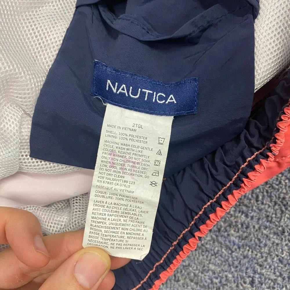 Nautica Swim Trunks Mens 2XL Coral Pink Anchor‎ Print Mesh Lined XXL